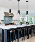 Super Cool Three Pack Black Gradient Glass Pendant Lights Adjustable Modern Industrial Fixtures For Kitchen Island