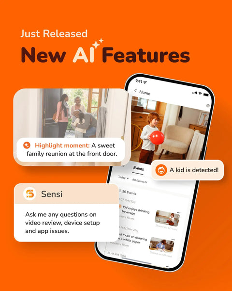 Screenshot showcasing AI features of 2.5K Pan-Tilt Security Camera With 360 Degree View, Dual Band WiFi, AI Human And Pet Detection.