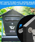 Universal Mailbox Lock Replacement Kit With Four Keys And Five Lock Size Options installed on black mailbox for added security