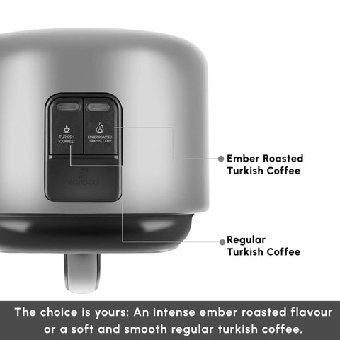 Close-up of Boss-Grade Turkish Coffee Maker For Five Cups With Ember Mode And Automatic Temperature Control, grey finish