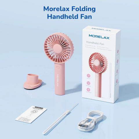 Pink handheld portable fan with 4000mAh rechargeable battery and 10 hour battery life, crazy strong wind, boxed with accessories