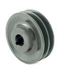 Double Groove V Belt Pulley, 4.45 Inch Outside Diameter, 1 Inch Fixed Bore, 2 Groove Sheave For A, 3L And 4L V Belts, Cast Iron