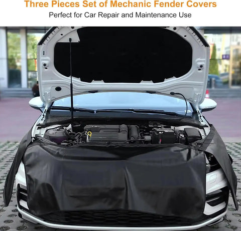Rock Solid Magnetic Fender Work Covers For Tesla Cybertruck used during car repairs with heavy duty rubber protection.