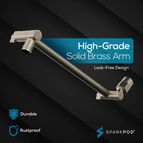 High-grade solid brass arm for Round Rain Shower Head With Extension Arm Height Adjustable High Pressure Performance