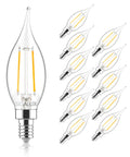 Dimmable LED Candelabra Bulbs E12 CA10 Flame Tip 2700K Warm White 300LM 40 Watt Equivalent in 12 Pack