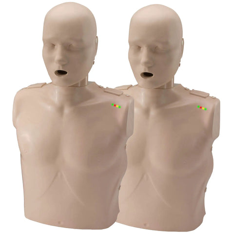 Two adult CPR manikins from Take2 CPR Manikin And UltraTrainer Kit With Feedback For Realistic Practice, shoulder view