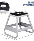 Dirt Bike Stand 1100 Lb Steel Lift For Motocross And Off-Road Bikes with dimensions and non-slip rubber top details