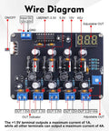 Wire diagram for Adjustable LM2596 Power Supply Soldering Kit with labeled components and digital display.