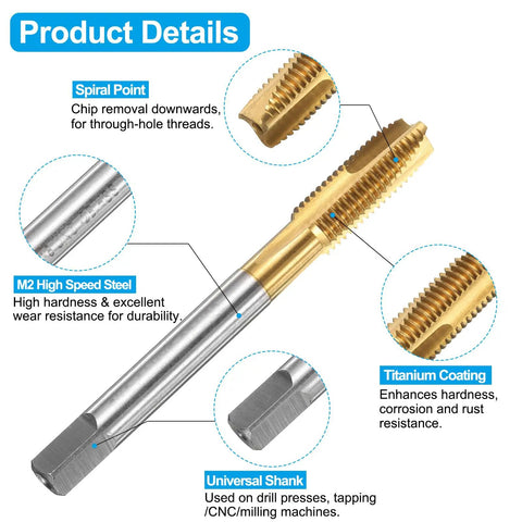 Detailed view of Tap And Drill Bit Set 5/16-24 UNF Right Hand Thread Tap And 6.9mm Titanium Coated HSS Drill Bit 6542