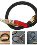 Top Rated Premium Boss Level European Cylinder Pressure Hose Rubber Alloy For Engine Leak Test Quick Connect No Leak Setup Fits Air Compressor And Auto Diagnostic Tools Easy Install Heavy Duty Performance For Garage Crew black rubber hose with brass quick-connect and red valve lever