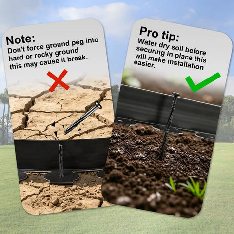 3 Inch Garden Edging Border Kit With 50 Feet Of Plastic Edging And 75 Spikes For Easy Landscape Trimming durability tip