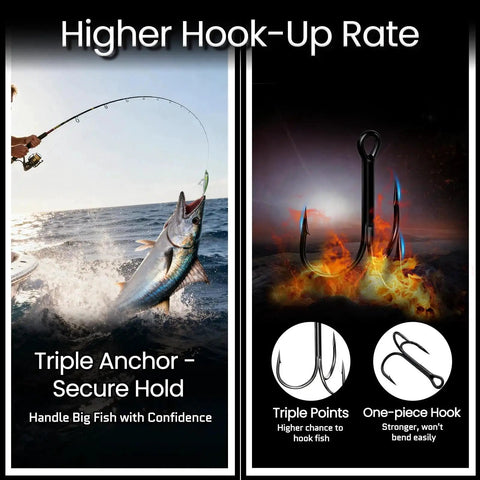 25 Piece Treble Hooks Set High Carbon Steel Ultra Sharp For Saltwater And Freshwater Fishing Lures Replacement Pro Grade