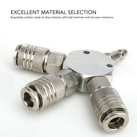 Three Way Air Manifold 1/4 NPT Male Thread Aluminum Alloy Pneumatic Fitting For Industry Self Locking Quick Connect