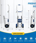Product size illustration of XSTO CT150PB Heavy Duty Electric Stair Climber W/ 330 Lb Load Cap, Caterpillar Track Trolley.
