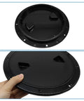 Round Boat Hatch Deck Plate 4 6 8 Inch Non Slip Watertight Inspection Cover Detachable ABS Plastic shown with grip texture.