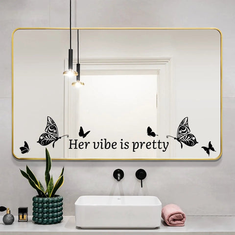 Her Vibe Is Pretty Vinyl Wall Decal Set Three Sheets Each About 11 By 14 Inches Black With Inspirational Quotes And Butterfly