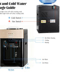 Diagram of Top Loading Countertop Water Dispenser For 1.2 To 5 Gallon Bottles With Hot And Cold Water, highlighting dimensions and features