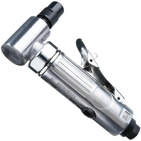 Top Notch Quarter Inch Angle Pneumatic Die Grinder Featuring Slick 90 Degree Head And Killer Variable Speed Control side view with collet.