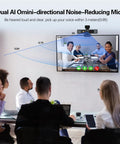 Lock In With This Crisp 4K Ultra HD Webcam Featuring A Broad 120 Degree Wide Angle Lens Smooth As Butter Zoom Meetings And Twitch Streams Reliable Usb Pc Camera For Your Daily Hustle with people in a meeting.