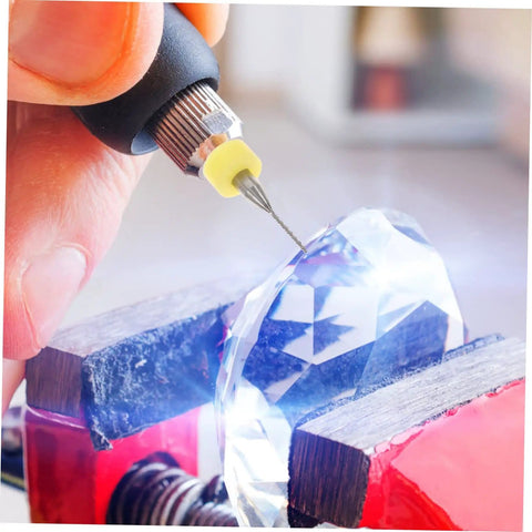 Drilling a crystal with 30-Piece Cobalt PCB Drill Bit Set For Circuit Board Engraving And Jewelry Crafting With Micro Metric Tungsten Steel Bits