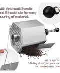 Top Shelf Compact Coffee Roaster Rocking Dual Gas And Electric Ceramic Heating For Killer Batch Brews And Deep Flavor Pulls In A Roomy Countertop Setup, featuring anti-scald handle and S-hook for easy pouring.