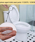 Image showing 4 Pieces Toilet Seat Bumpers Replacement Kit For Quiet Close Lids being installed on a toilet, size details visible.