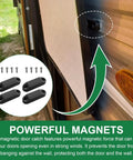 Magnetic Door Holder for RVs Two Pair Black All Weather Door Catch and Magnet Set with screws and installation display