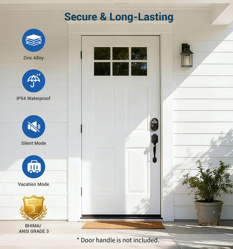 Keyless Entry Door Lock With Electronic Keypad Deadbolt Auto Lock Anti Peeking Password Backlit Easy Install Oil Rubbed Bronze 20 Codes Plus 2 Spare Keys One Time Password installed on white door