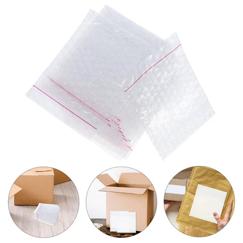 Fifty Pack Small Bubble Mailers 10x10 Plus 3cm Self Seal Padded Envelopes Double Layer Thickened Shockproof Shipping Bags shown in use.