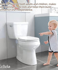 Family Friendly Toilet Seat With Built In Toddler Seat For Potty Training Magnetic Kids Seat Fits Adult And Child shown with toddler.