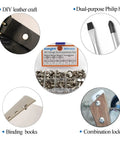 Rock Solid 120 Piece Chicago Binding Screw Kit, Assorted M5 Metal Rivets In Clean Silvery Finish, flat head screws for DIY leather craft and bookbinding.
