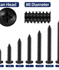 8 X 1 Inch Pan Head Self Tapping Screws For Sheet Metal And Wood No 8 Black Oxide 304 Stainless Steel 18 8 100 Pieces Pack