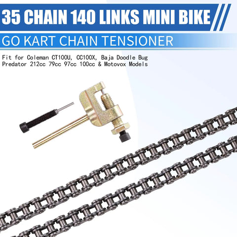 Beefed Up 35 Chain 140 Links Mini Bike Chain Tensioner For Go Karts And Mini Bikes Compatible With 79Cc Through 212Cc Engines