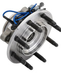 Built Tough Front Wheel Bearing And Hub Assembly Kit For 2007 To 2013 Chevy Gmc Silverado Sierra Suburban Yukon Xl 2500 3500 Hd Rwd Tow Ready close-up view showing sealed bearings and mounting bolts.