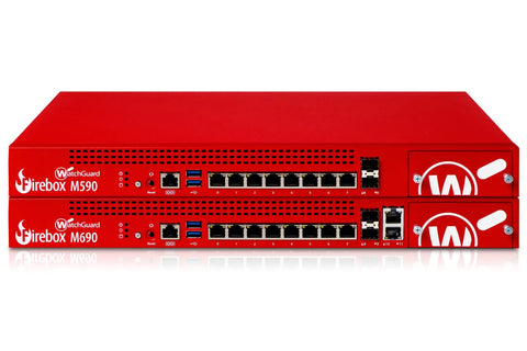 Kick Ass Enterprise Firewall Appliance With Three Year Total Security Suite License, red dual appliance with multiple network ports.