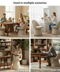 Swivel Dining Chair Set Modern Upholstered Linen Seat With Comfy Cushioned Comfort And 360 Degree Spin in various room settings