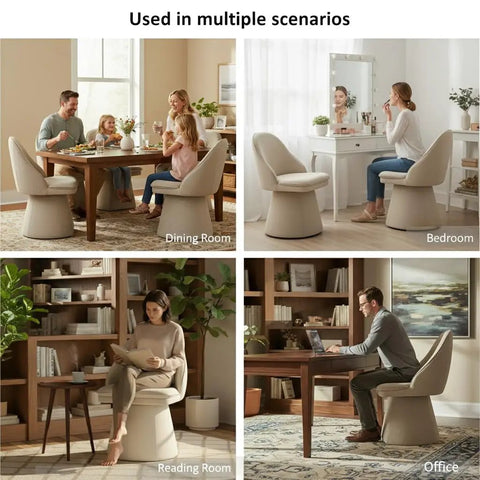 Swivel Dining Chair Set Modern Upholstered Linen Seat With Comfy Cushioned Comfort And 360 Degree Spin in various room settings