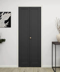 30 Inch By 80 Inch Bifold Barn Door Vinyl Wrapped Textured Black One Panel Bifold Closet Door With Hardware Kit Waterproof installed