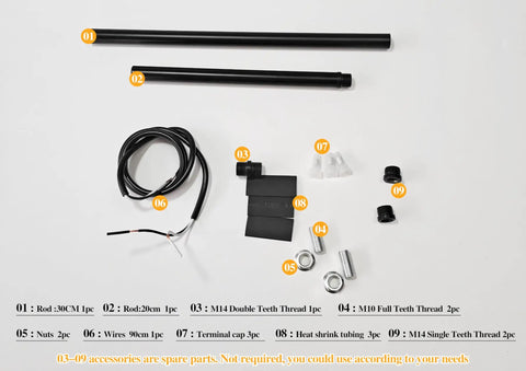 Heavy Duty Matte Black M14 Threaded Extension Rods With 7.9 And 11.8 Inch Light Fixture Downrods For Chandeliers No Sweat Install Killer Modern Design Guaranteed featuring rods, wires, and fittings.