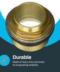 Heavy-Duty Brass Closet Spud For Urinals Kit With Locknut, Rubber Washer, And Metal Washer - Top view of brass fitting