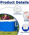 4 Pack Cooler Hinges Replacement Kit With Storage Box For Ice Chest And Camping Coolers installed on blue cooler