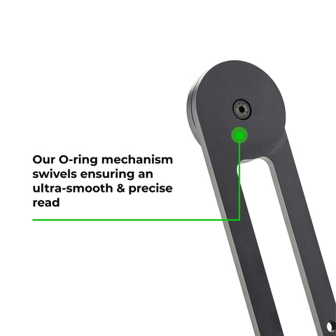 Dead On Precision Seven Inch Aluminum Miter Saw Protractor Angle Finder showing O-ring mechanism for smooth readings.