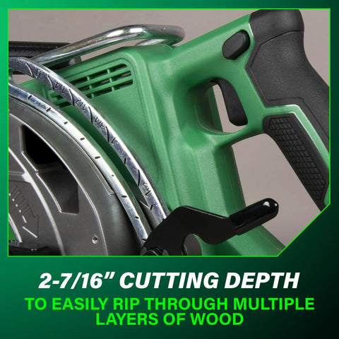 Close-up of 36V Cordless Circular Saw with Battery Pack Lightweight Rear Handle Design 7-1/4 Inch Blade Brushless Motor