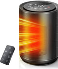 Small Space Ceramic Heater For Indoor Use, showing LED touch screen and remote control with quick heat in action
