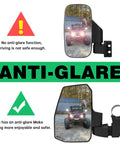Anti-glare comparison of Auto Reset UTV Side Mirrors For 1.5 To 2.0 Inch Roll Cages, Rugged Mirrors Compatible With Polaris RZR, Can Am Maverick, Honda Pioneer SXS, Kawasaki Mule