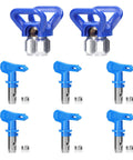 Reversible Airless Sprayer Tips Set 6 Nozzle Types 211 315 417 515 517 523 With 2 Seats For Most Airless Paint Guns