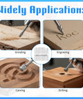 Image showcasing the Top Shelf Wood Carving Bits Set For Slick Engraving Router Work Built With Hss Steel and One Eighth Inch Shank applications.