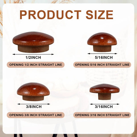 Wine Red Wood Hole Plugs Set With 120 Pieces In Four Sizes Three Sixteenths Five Sixteenths Three Eighths And Half Inch displayed