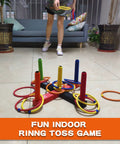 Indoor And Outdoor Ring Toss Game For Kids And Grownups With 5 Poles 2 Bases 16 Soft Foam Rings In 4 Colors Score Markers