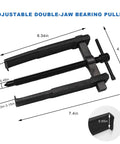 Two Jaws Bearing Puller 8 Inch Adjustable Steel Removal Tool for auto gear work with dimensions showing jaw range and size.